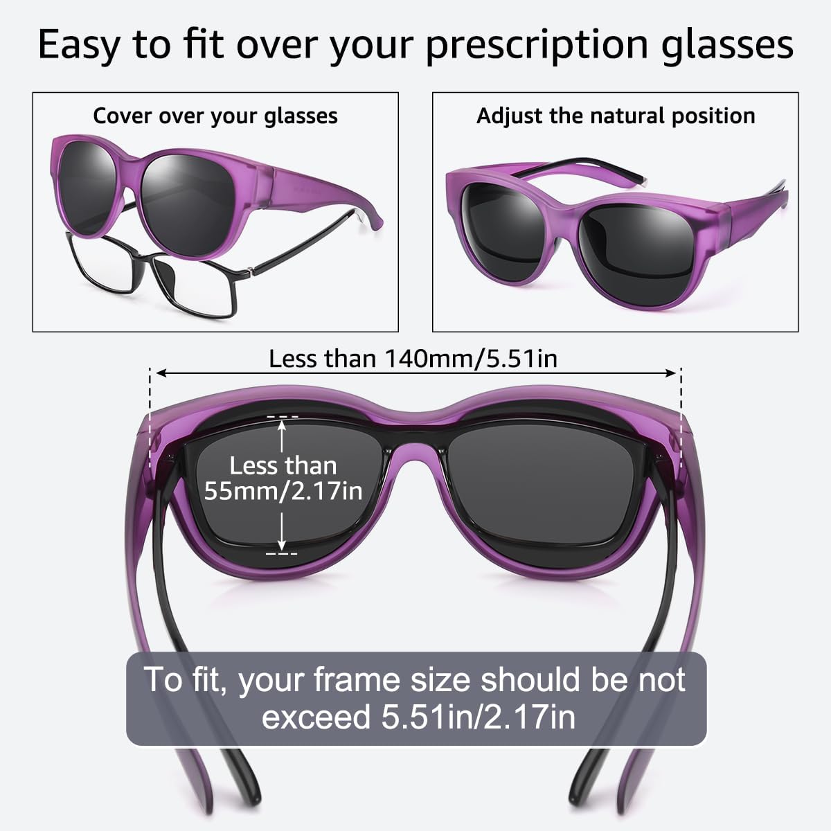 Br’Guras Oversized Polarized Fit over Sunglasses Over Glasses for Men and Women