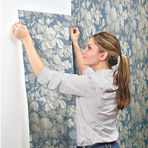 York Wallcoverings French Antique Floral Removable Wallpaper, Wedgwood Blue/Gray/White, Kc1845 #TOP4