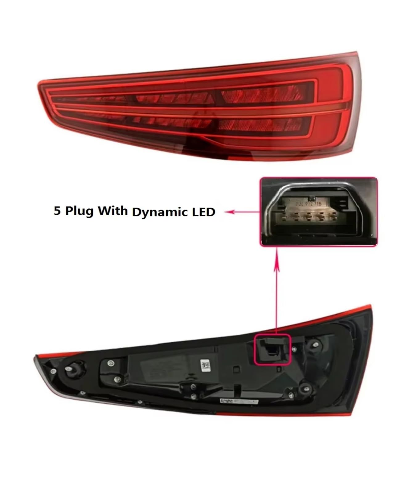 traseras Para Q3 2016-2018 5 enchufe lámpara trasera señal de giro marcha atrás parada conjunto luz freno con LED dinámico Luces de freno(bien)