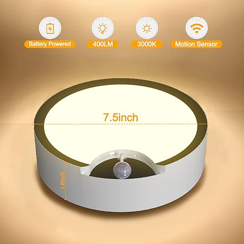 Miniatura 3 de TOOWELL Luz con sensor de movimiento para interiores funciona con pilas 80 luces LED de techo inalámbricas funciona con pilas para armario ducha