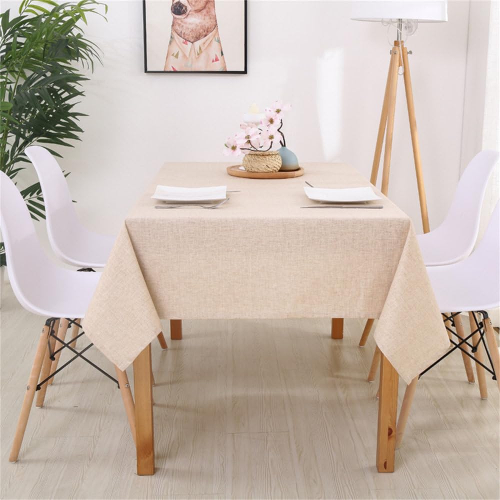 Nappe en faux lin haut de gamme 130x220 beige nappe rectangulaire pour table chic