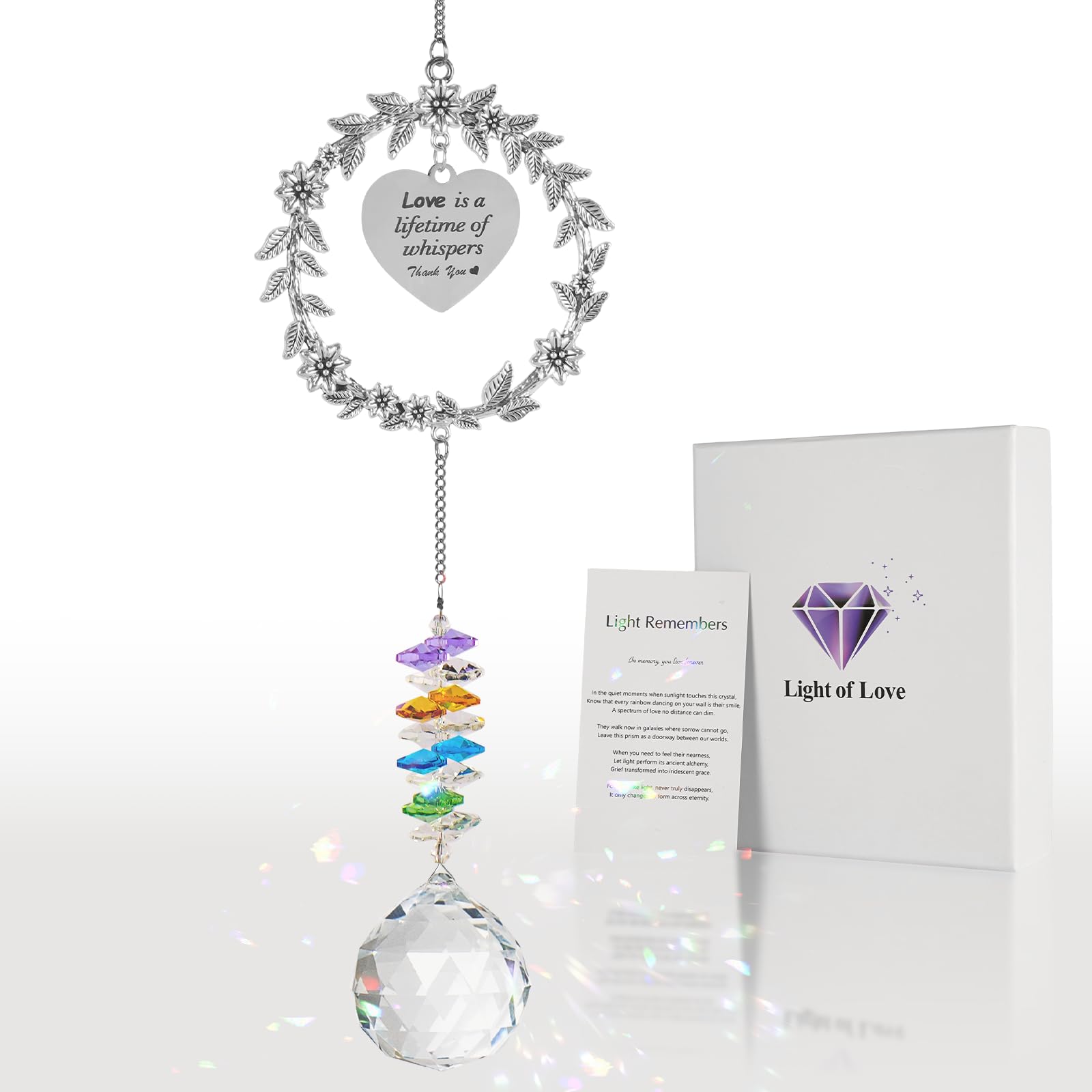 Cadeau commémoratif et deuil : boule de cristal attrape-soleil pour souvenir de maman et papa