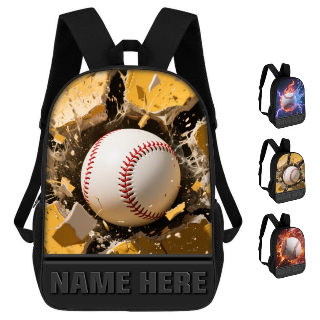 Qygtritvo Personalized Baseball Themed Backpack for Men Women Friends Family Sport Lover Custom Baseball Player Name Adventure Backpack Adjustable