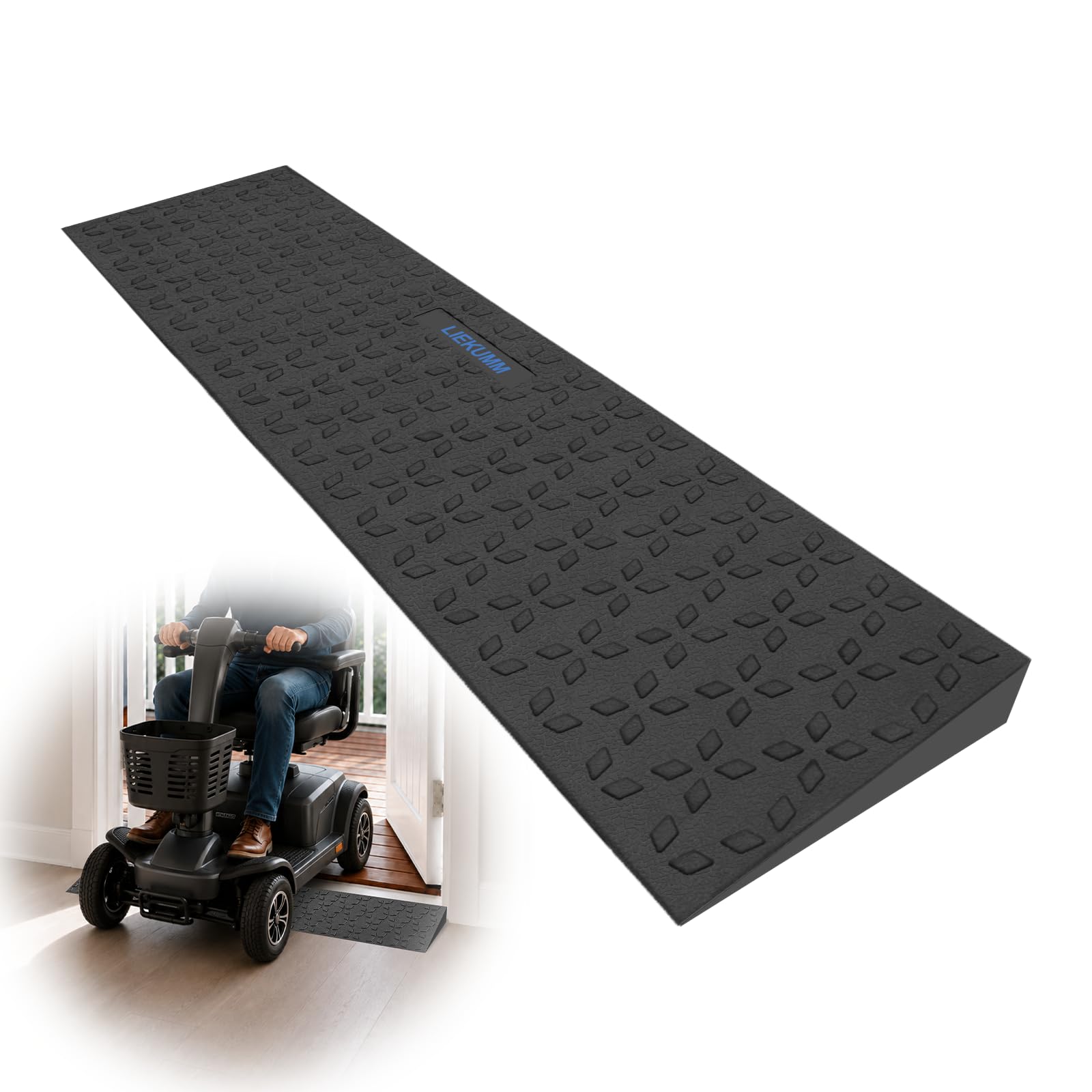 LIEKUMM Rampe de porte en caoutchouc, hauteur 4 cm, antidérapante, avec motif étoile en polaire, charge maximale de 650 kg, pour ouvertures de portes, marches, trottoirs, scooters