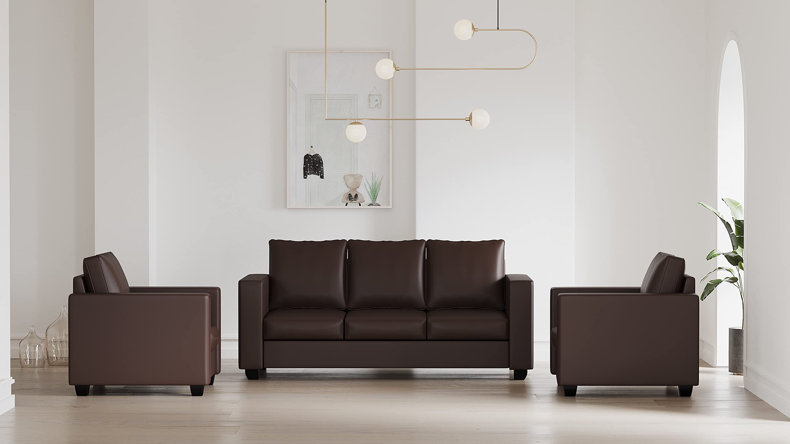 WESTIDO Orlando Leatherette 3 + 1 + 1 Sofa Set (Brown, DIY(Do-It-Yourself)) | 1 Year Warranty-image-24