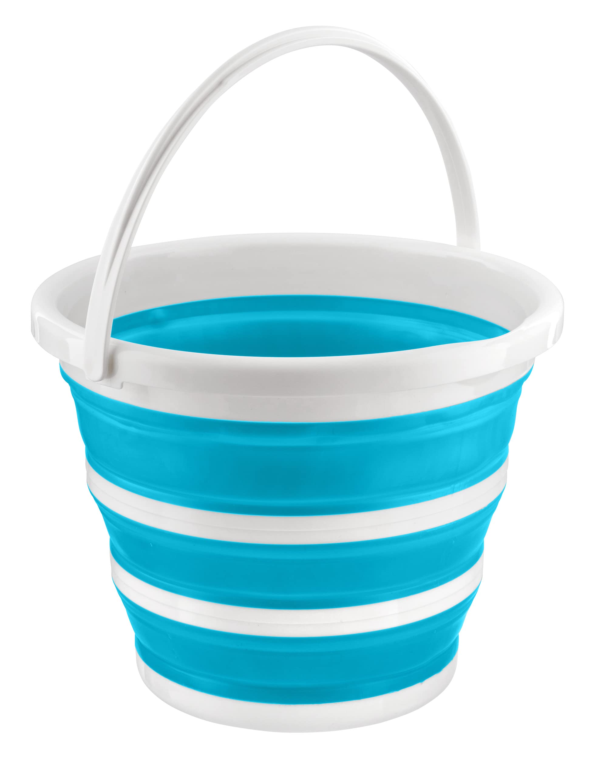 HOMESHOPA Collapsible Bucket, Blue 10L Capacity Compact, Sturdy Foldable Silicone Water Bucket with Comfortable Grip Handle, Portable Space Saving Large Water Pail, Cleaning Fishing Camping Bucket-