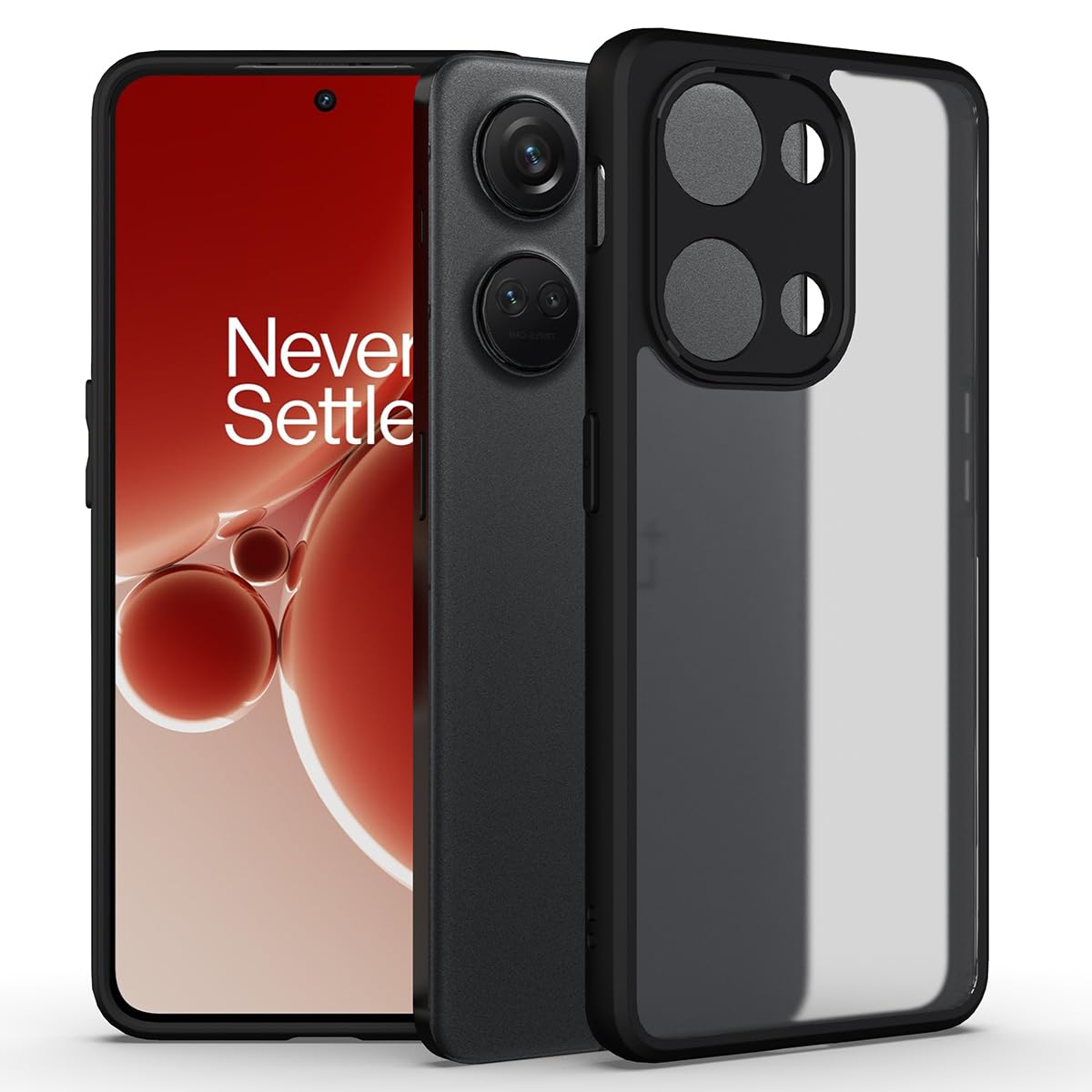 Foso Skin Shock Proof Back Cover Case Compatible with OnePlus Nord 3 (TPU+PC) - Matte Black