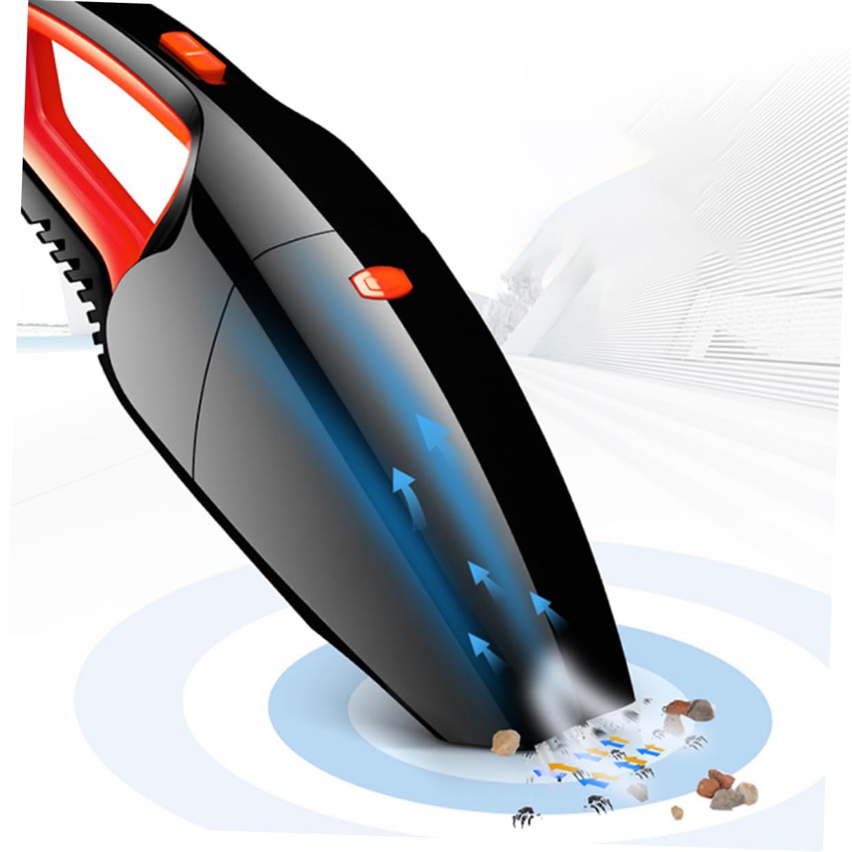 COSMEVIVI 1pc Portable Car Vacuum Cleaner Red Dual-Purpose Wet Dry Auto Vacuum Efficient Dust Collector Transparent Dust Bin Wire for Enhanced Stability