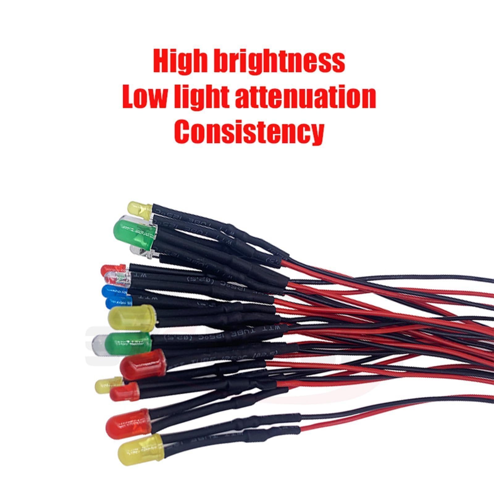 50PCS 12 V 3 mm Diodi a emissione di luci a LED pre-cablati Micro Led Diodi Diffusa Lente Colorata per Modello Assortimento Kit
