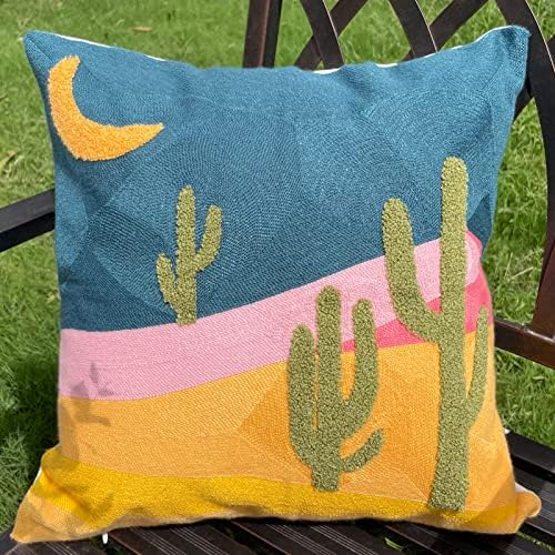 Molili Boho Tufted Throw Pillow Covers, Cactus Pillow Covers Mid Century Decorative Bohemia Cushion Case Pillowcase for Couch Sofa Child Bedroom Living Room Farmhouse(18×18inch)