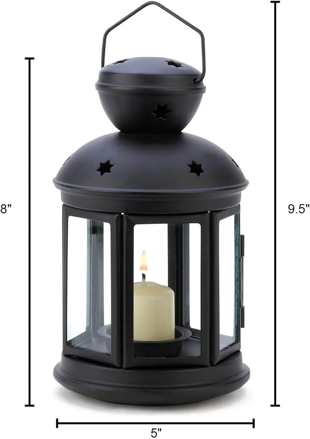 Zingz & Thingz Classic Farmhouse Collection Colonial Candle Lamp, 5x5x9.5, Black
