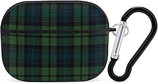 Szkocka kratka etui na słuchawki trwałe odporne na wstrząsy pełna ochronna twarda obudowa z brelokiem kompatybilny z AirPods Pro jeden rozmiar