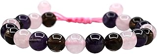 Amazing Gemstone Bracelet for Sleep Manifestation - Rose Quartz Smoky Quartz Amethyst Bracelet Set - Healing Calming Anxiety Stress Relief Gifts Pulseras Para Hombres Mujer Stocking Stuffers