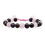Amazing Gemstone Bracelet for Sleep Manifestation - Rose Quartz Smoky Quartz Amethyst Bracelet Set - Healing Calming Anxiety Stress Relief Gifts Pulseras Para Hombres Mujer Stocking Stuffers