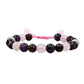Amazing Gemstone Bracelet for Sleep Manifestation - Rose Quartz Smoky Quartz Amethyst Bracelet Set - Healing Calming Anxiety Stress Relief Gifts Pulseras Para Hombres Mujer Stocking Stuffers