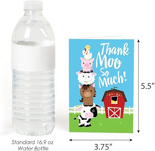 Miniatura 3 de Big Dot of Happiness Tarjetas de agradecimiento de animales de granja para baby shower o fiesta de cumpleaños (8 unidades)
