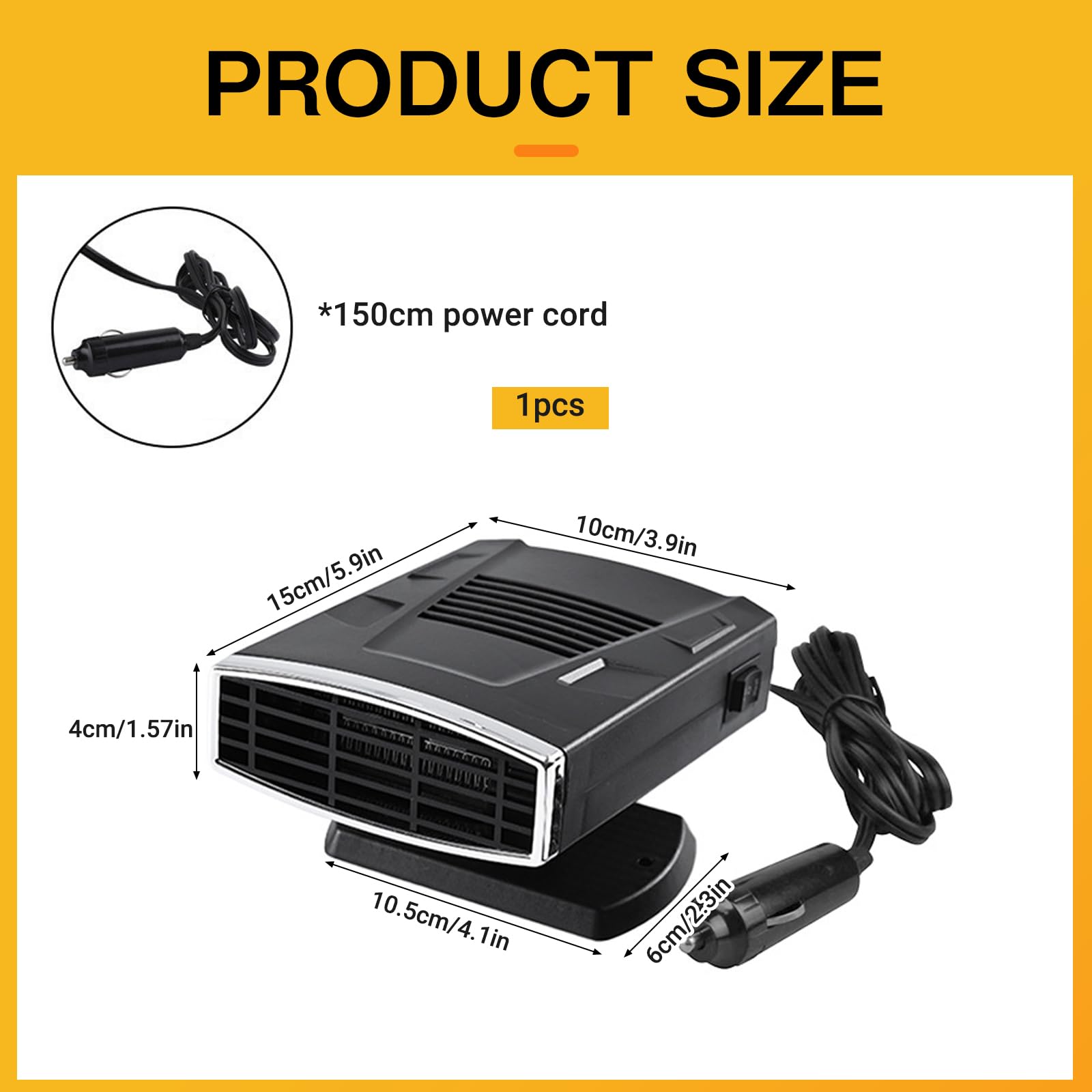 DAZZTIME Riscaldamento per Auto,Riscaldatore Portatile,Riscaldamento Rapido per Auto,Riscaldatore per Auto,Riscaldamento Rapido 2 in 1 e Funzione di Raffreddamento,Sbrinatore per Auto,per Auto