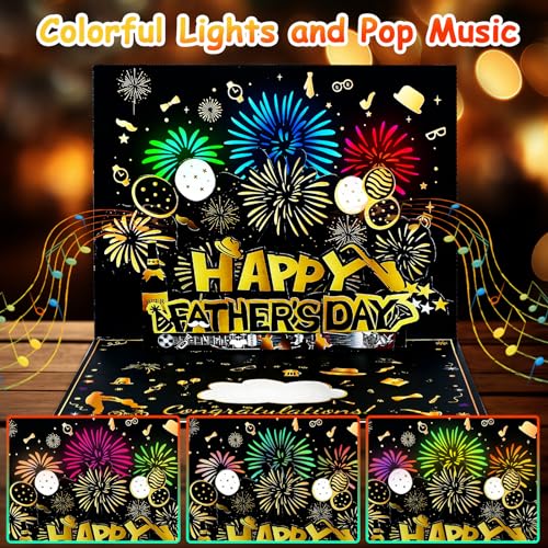 Fathers Day Card, 3D Pop Up Happy Lights & Music Father's Day Cards from Daughter Son Wife Kids, Funny Fathers Day Greeting Card Gifts for Dad Husband Grandpa Son Him Men - Image 4