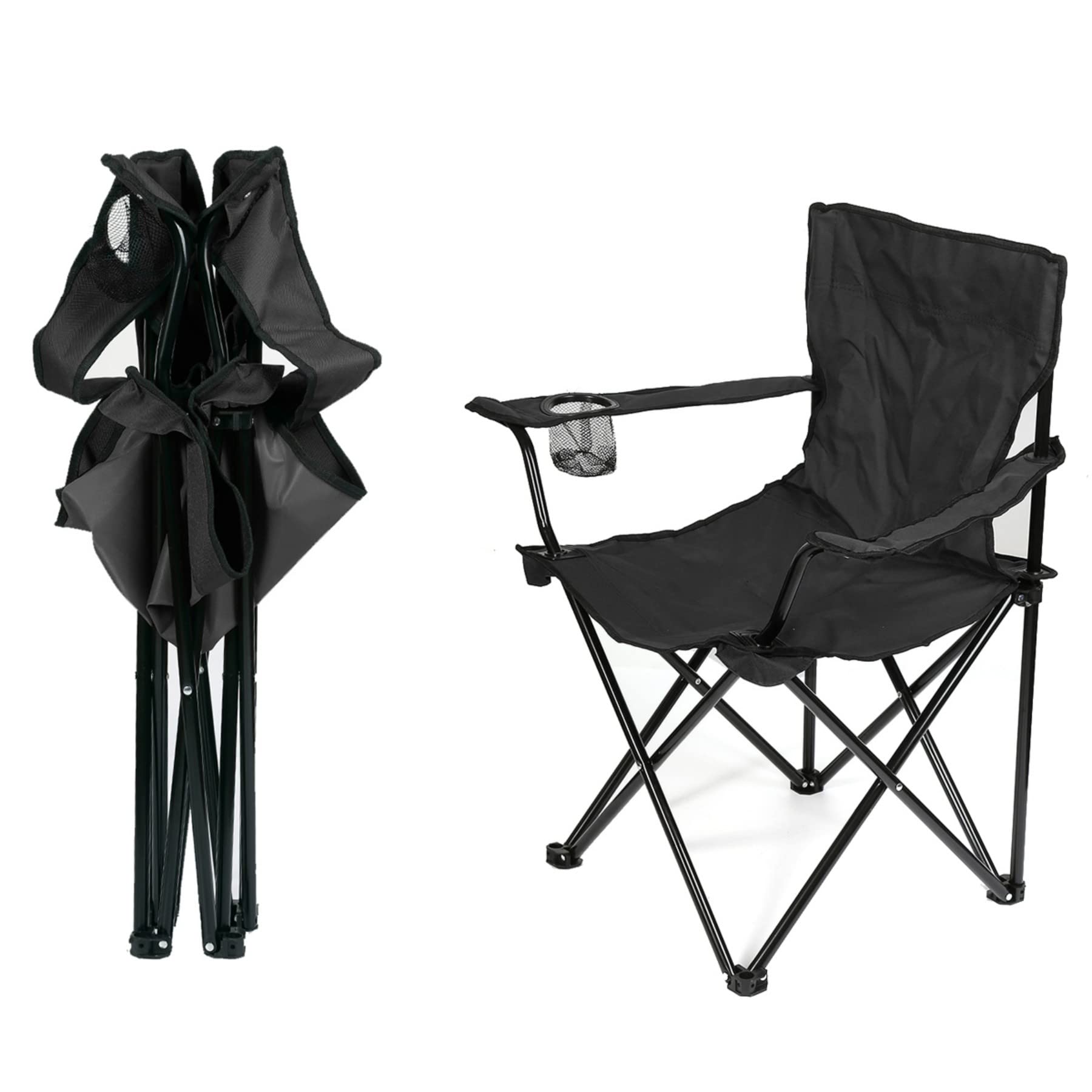 LANTUS Campingstuhl, zusammenklappbar, für den Außenbereich, zusammenklappbar, leicht, Campingstuhl, zusammenklappbar, mit Getränkehalter, Angelstuhl, Picknickstuhl im Freien, Schwarz, 1 Stück Sonstiges