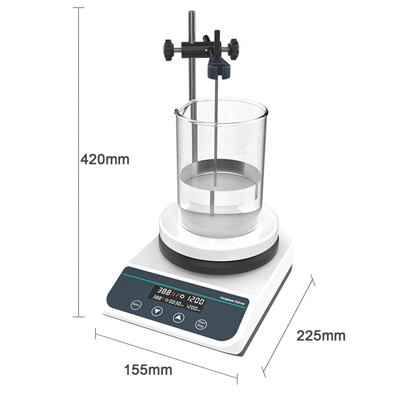 Agitador magnético digital, mezclador de laboratorio de 2 litros con sonda de temperatura, velocidad ajustable 50-1500 rpm, rango de tiempo de 1 min-12 h para una mezcla eficaz de laboratorio
