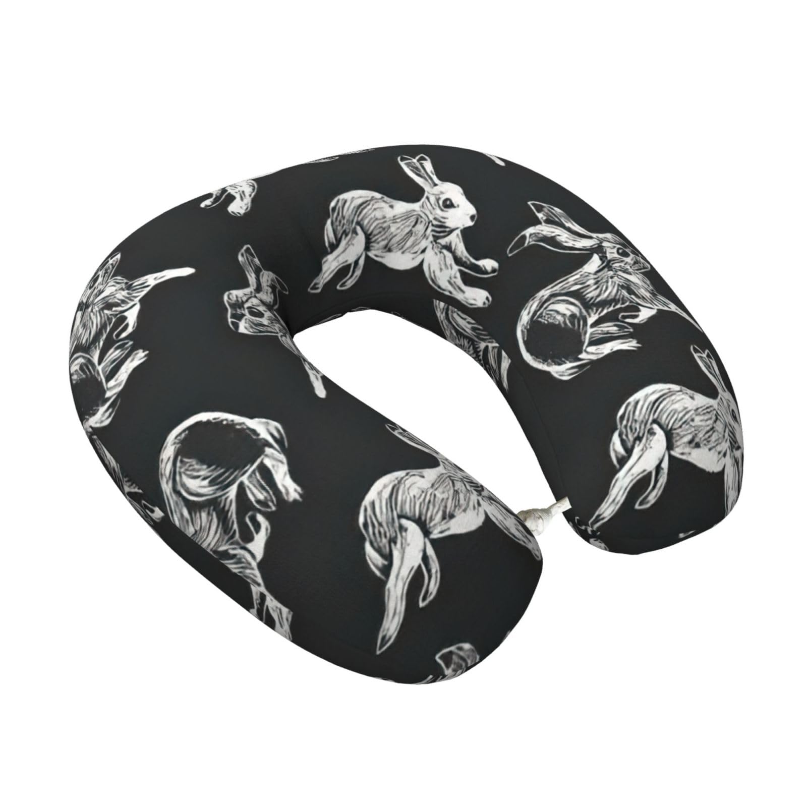 Yyoretp Bunny Rabbit Print Travel Pillow Pure Memory Foam Neck Pillows Portable Headrest for Airplane