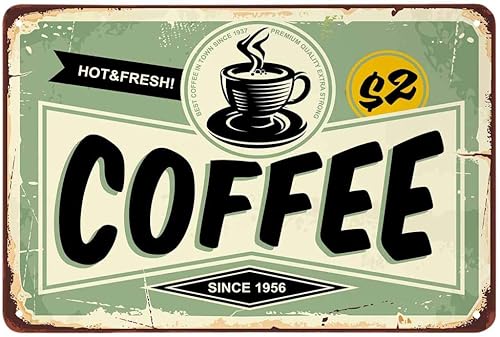 AOYEGO Letrero de lata de café, póster de café caliente y fresco, letreros de metal vintage para cafeterías, bares, bares, bares, tiendas, tiendas,