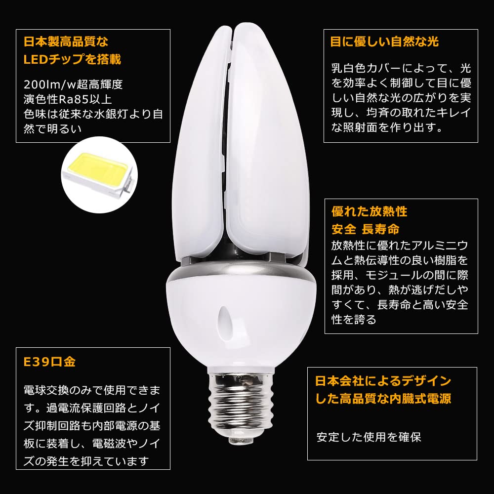 Amazon | LED水銀ランプ 60W LEDコーンライト E39口金 HF400X 水銀灯