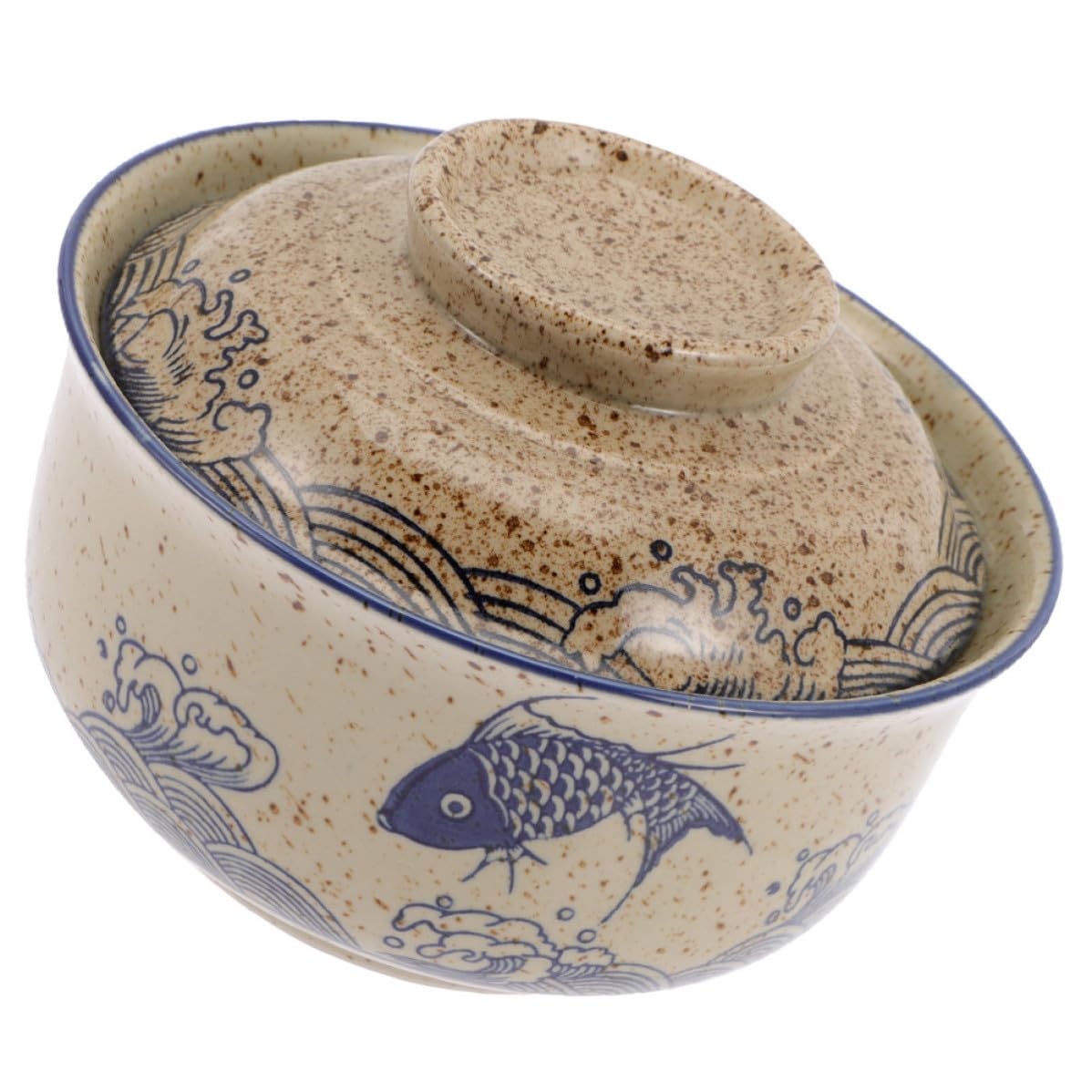 KICHOUSE Japanische Suppenschüssel aus Keramik mit Deckel 21,5cm Große Ramen Schüssel für Nudeln und Salat Einfach zu Reinigen mit Glatter Oberfläche Schlichtes Schönes Design für Food