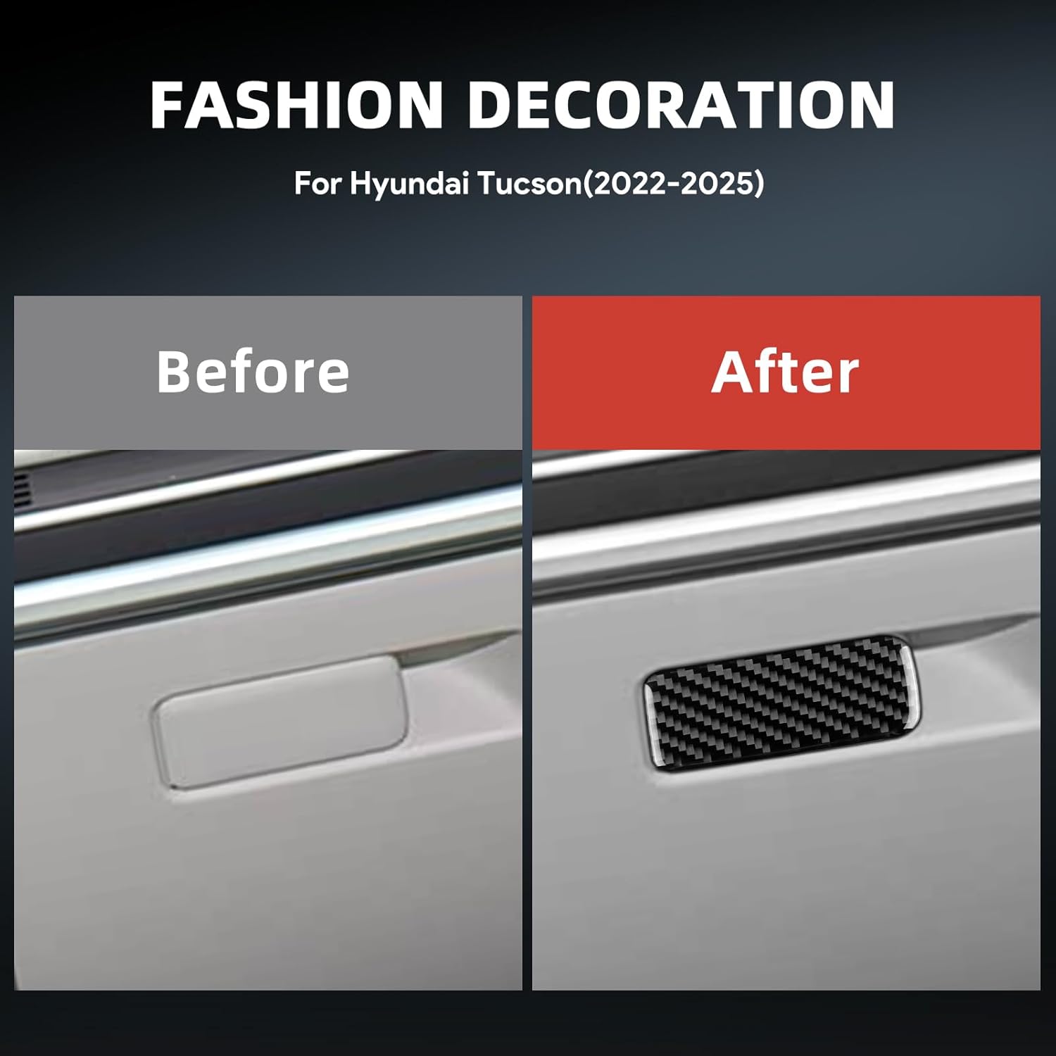 Real Carbon Fiber Passenger Side Glove Box Switch Covers - for Hyundai Tucson 2022 2023 2024 2025 Carbon Fiber Accessories, Durable Anti-Scratch Protective Accessories (Black)