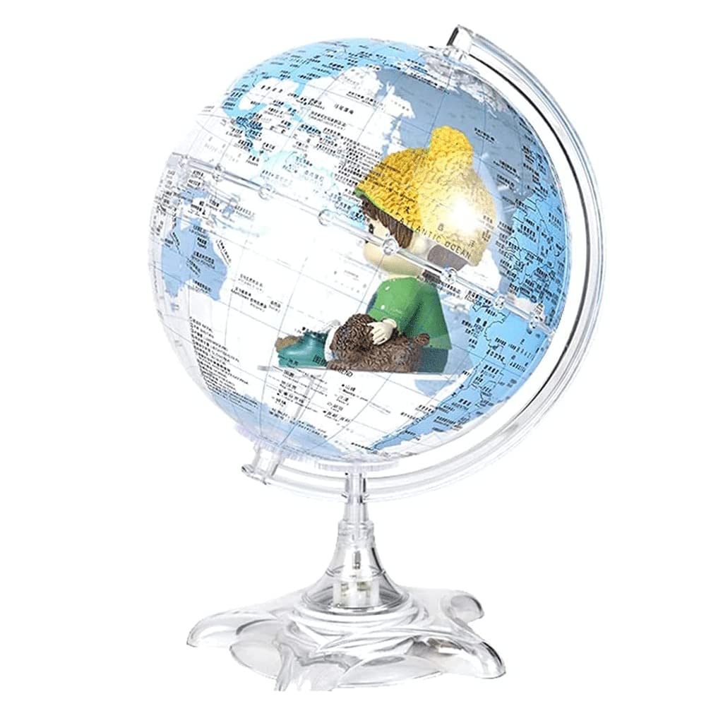 Gpdnbieu A 8.5 Inch R Utomatic 360° Rotating Globe With World Map Educational Clear Text Marking(A)