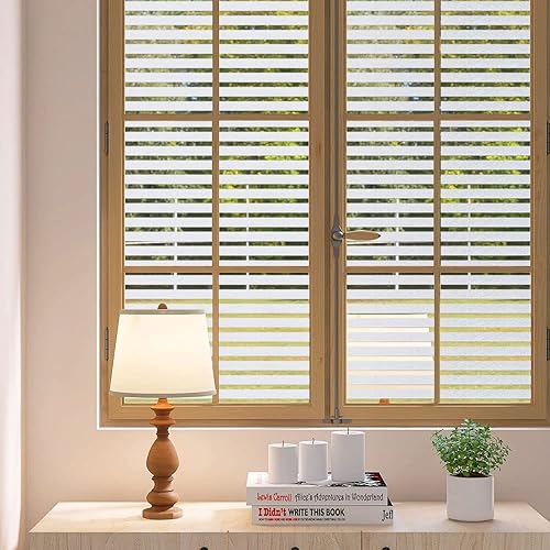 Miniatura 4 de Película esmerilada a rayas para ventana, calcomanía de privacidad para ventana, vinilo decorativo para ventana, protección UV, película estática