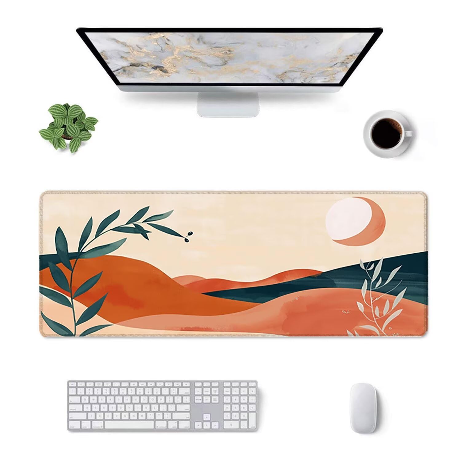 Tapis de Souris Jeu 1200 x 600mm XXL Tapis Souris Gaming Grand Pad Bureau avec Base AntidéRapante ImperméAble à l'eau Surface Bords Cousus Haute Précision et Vitesse Gamer PC/Console Lune blanche F938
