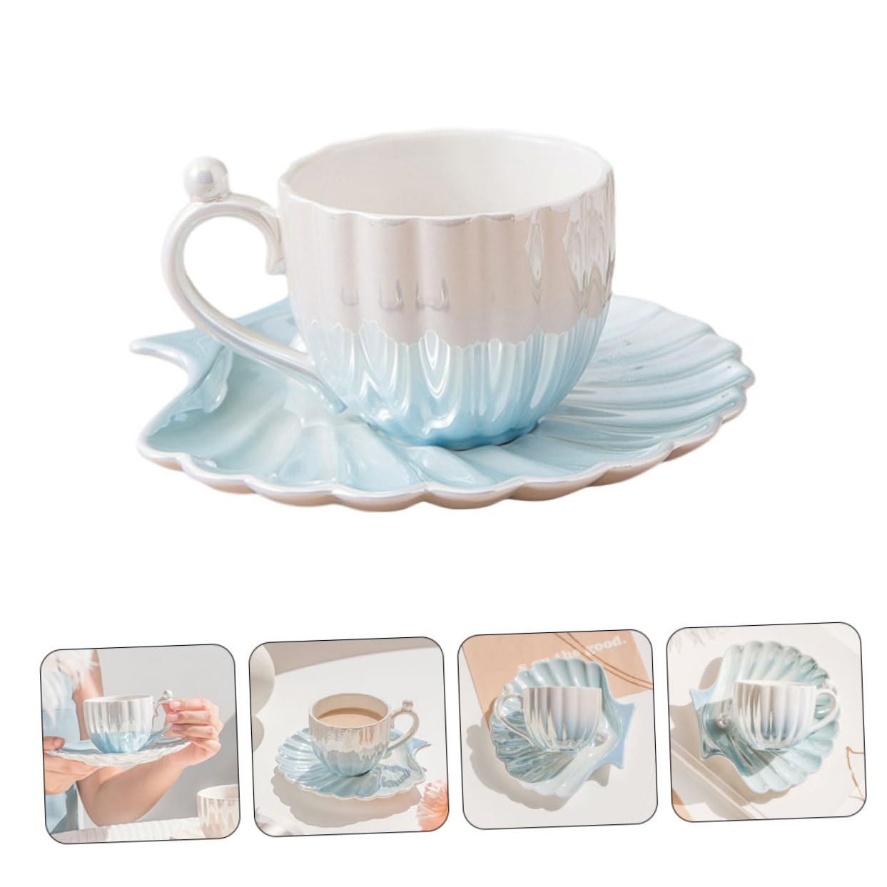 Set Tazzine da Caffè in Porcellana 300 Ml Piattino, Tazza da Tè per Casa, Design Raffinato, Set 1 Pezzo