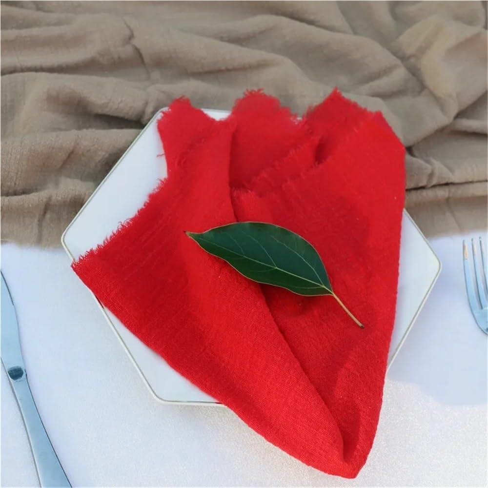 Napkins, 6pcs Gauze For Wedding Decor Everyday Use Dinner Tea Towel Table Village Christmas Napkin(Red)