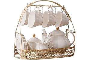 ufengke 15 Pieces Simple White British Tea Set