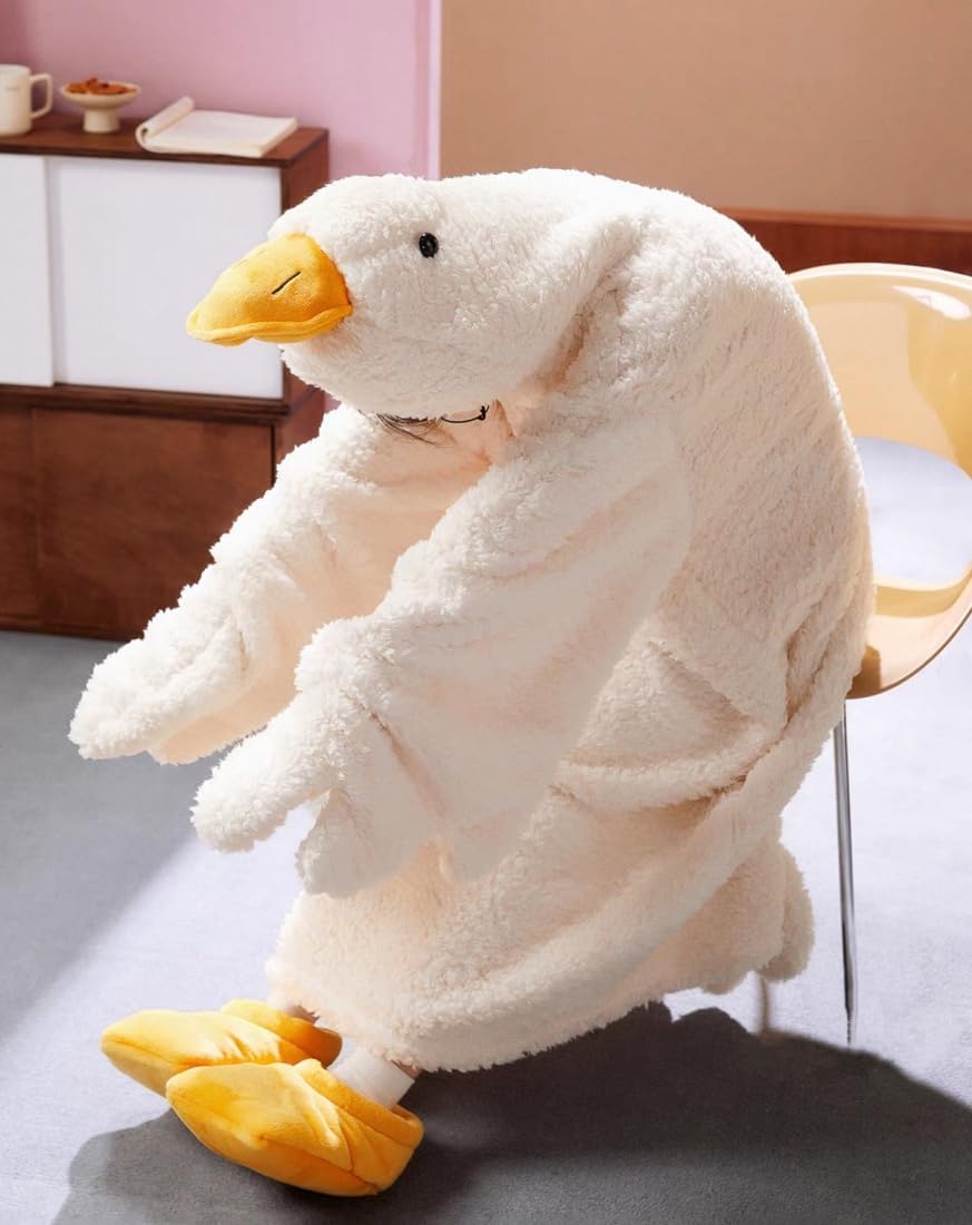 Srutirbo Goose Blanket Hoodie Goose Onesie Warm Cozy Wearable Hooded Blanket Duck Costume Sleeping Bag for Adult & Kid - Image 7