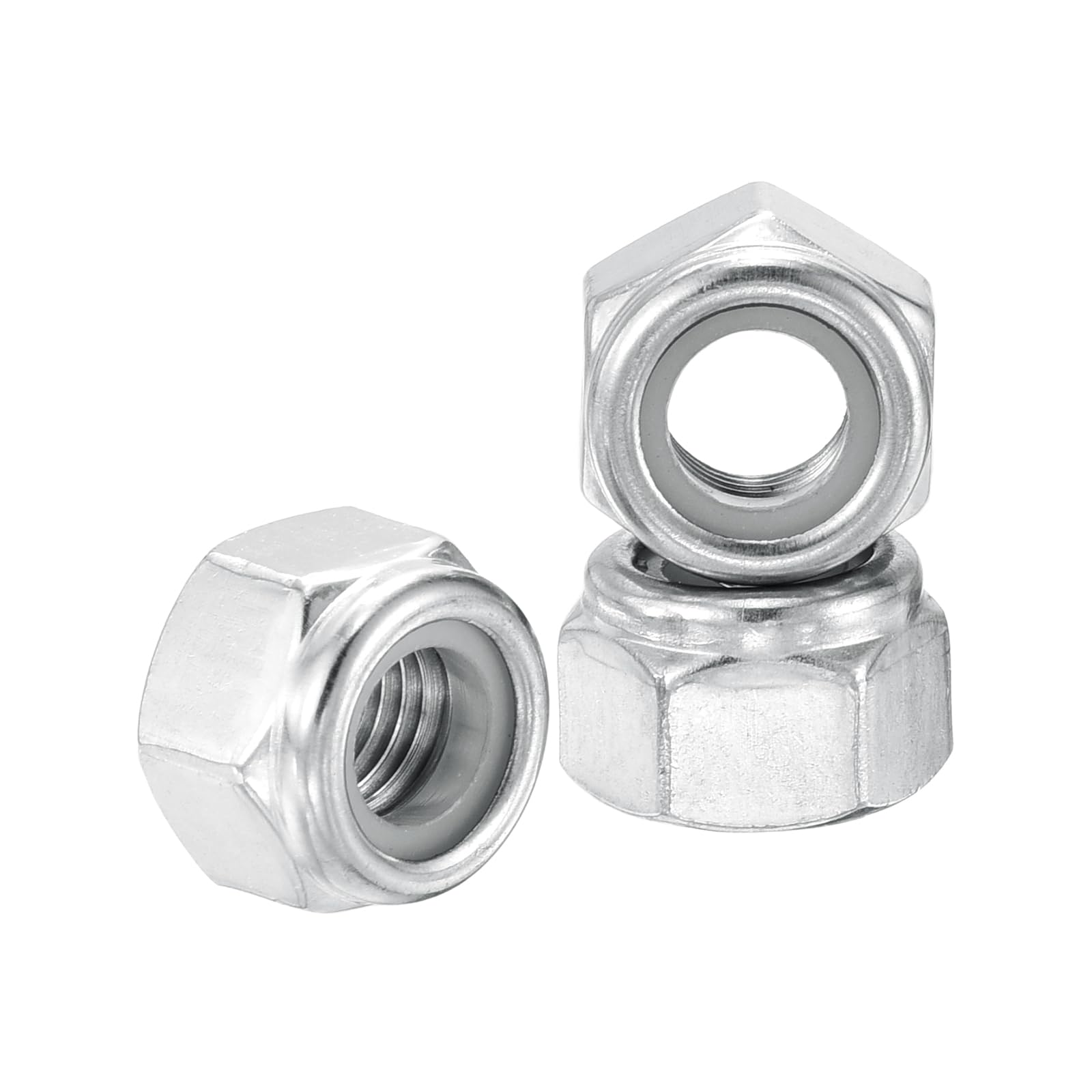Kozelo 50Pcs Nylon Locking Hex Nuts - [5/16"-24], 304 Stainless Steel Hardware Nuts, Silver, for Automotive, Aerospace, Industrial Applications Use