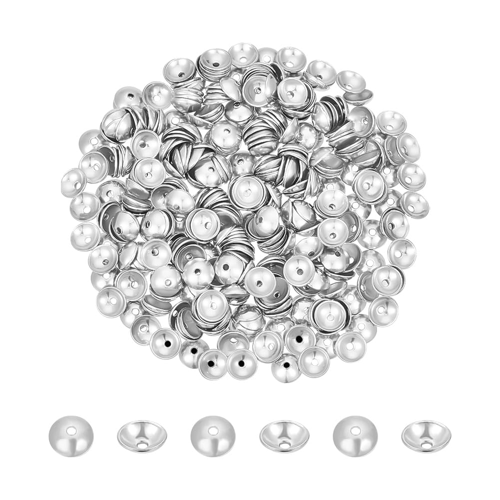 UNICRAFTALE 400 Pcs Stainless Steel Bead Caps 4mm - Spacer Ends, Bali Style Cone Half Round Flower Caps for Bracelet Necklace Earrings Jewelry Making Supplies