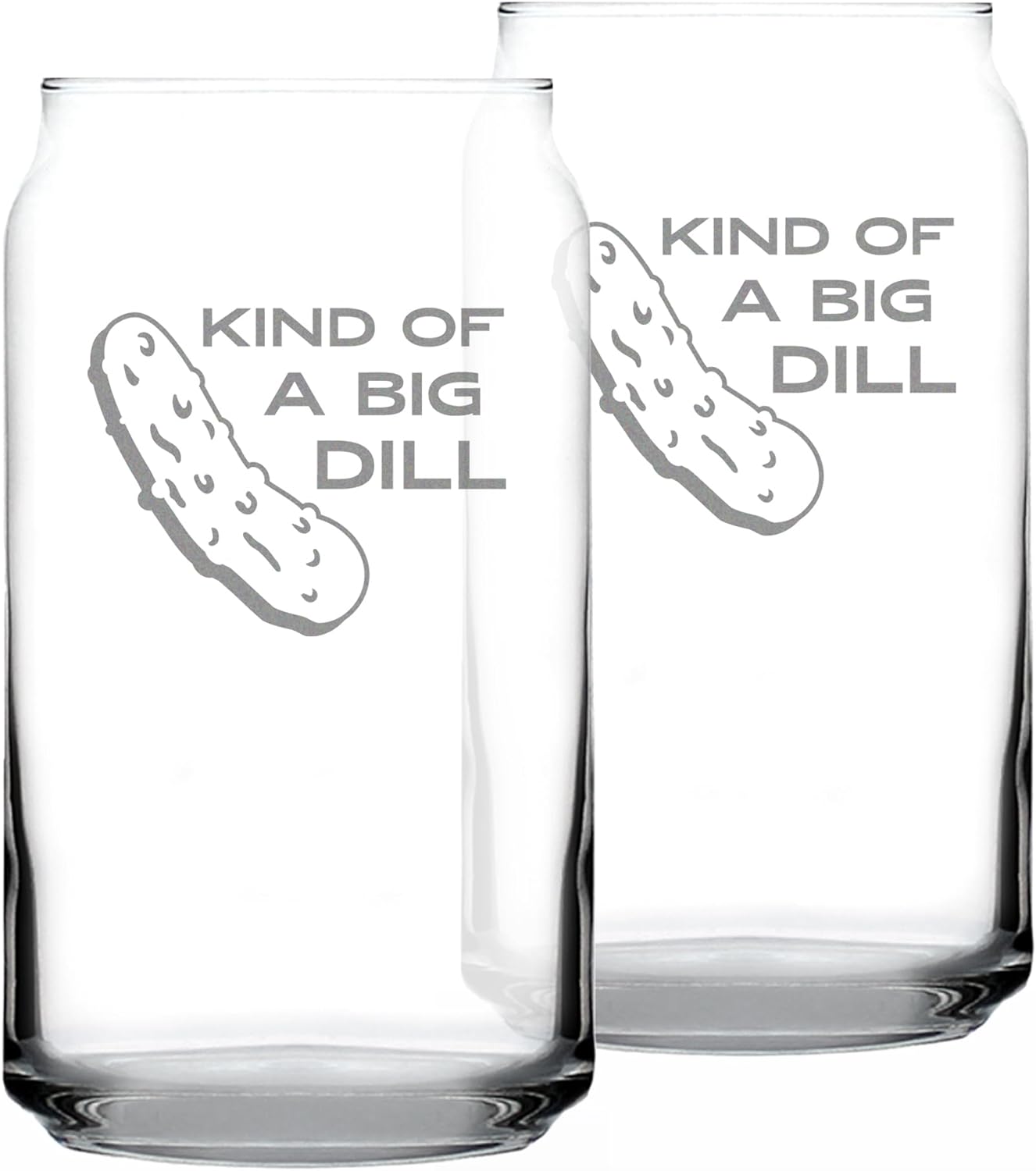 Kind of a Big Dill - Funny Pickle Beer Can Pint Glass Gifts for Friends & Coworkers - Set of 2 - Unique Pickle Decorations
