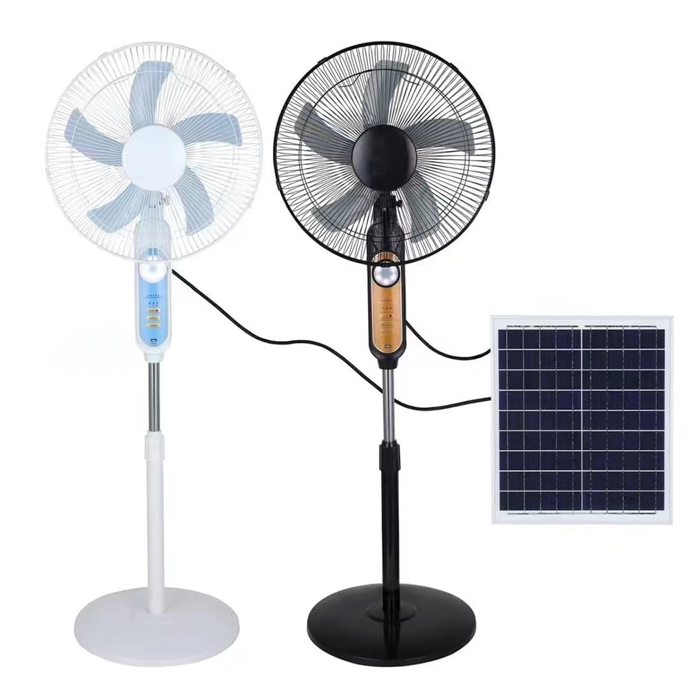 JKJZSALJ Oscillating Pedestal Fan With Remote Control,Rechargeable And Solar-Powered For Indoor And Outdoor Use,White
