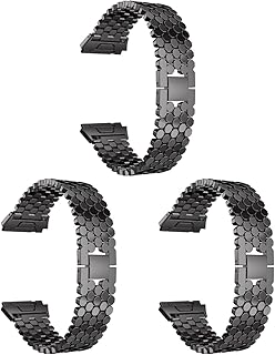 Relojes Inteligentes para Mujer 3pcs Fashion Luxury Stainless Steel Watch Bracelet Band Strap Scale Style Watch Band Replacement Wrist Strap for Ionic (Black) Reloj Inteligente para Mujer