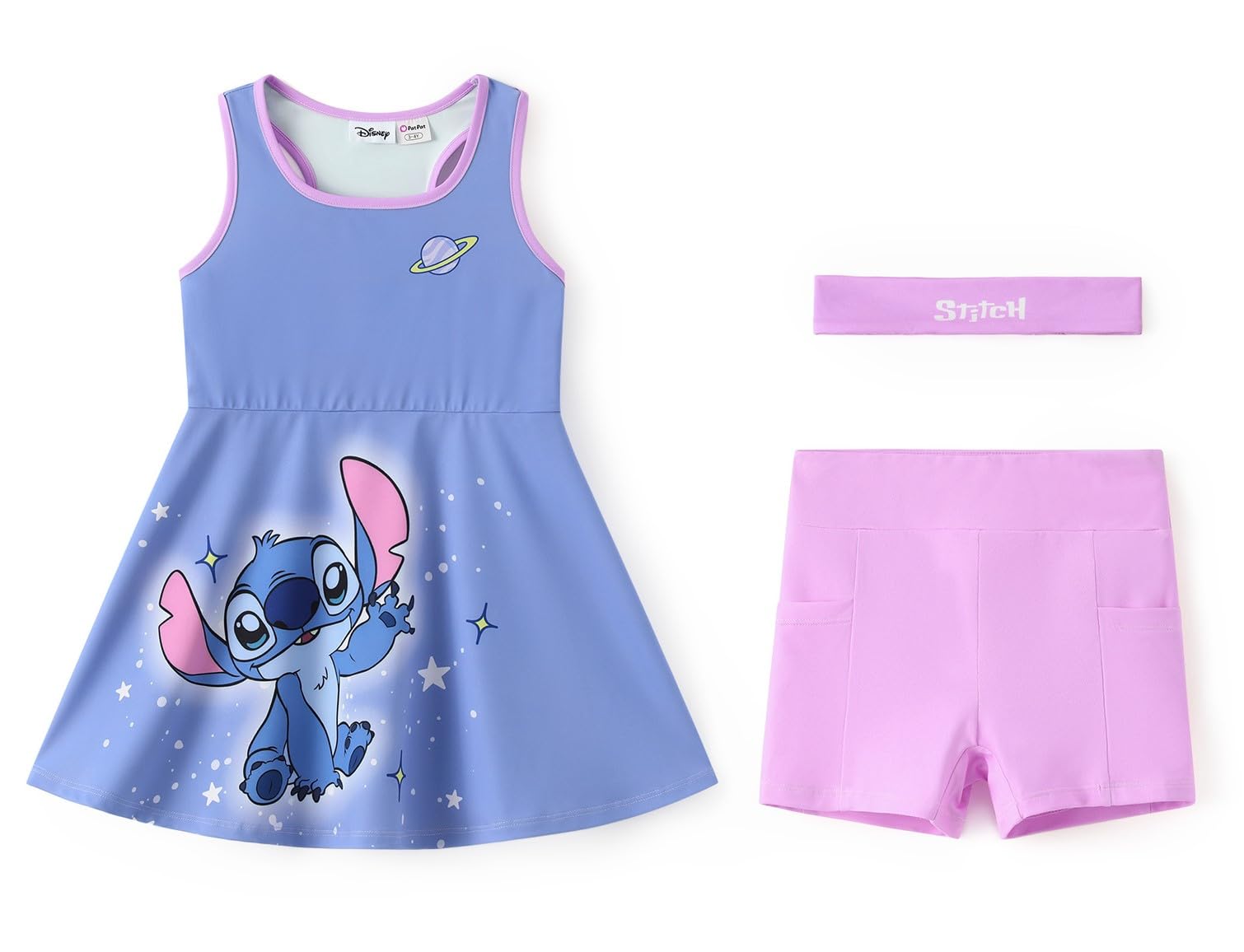 Disney Girls Athletic Dress, Tennis Golf Dress with Headband &amp; Shorts, 2-9Y