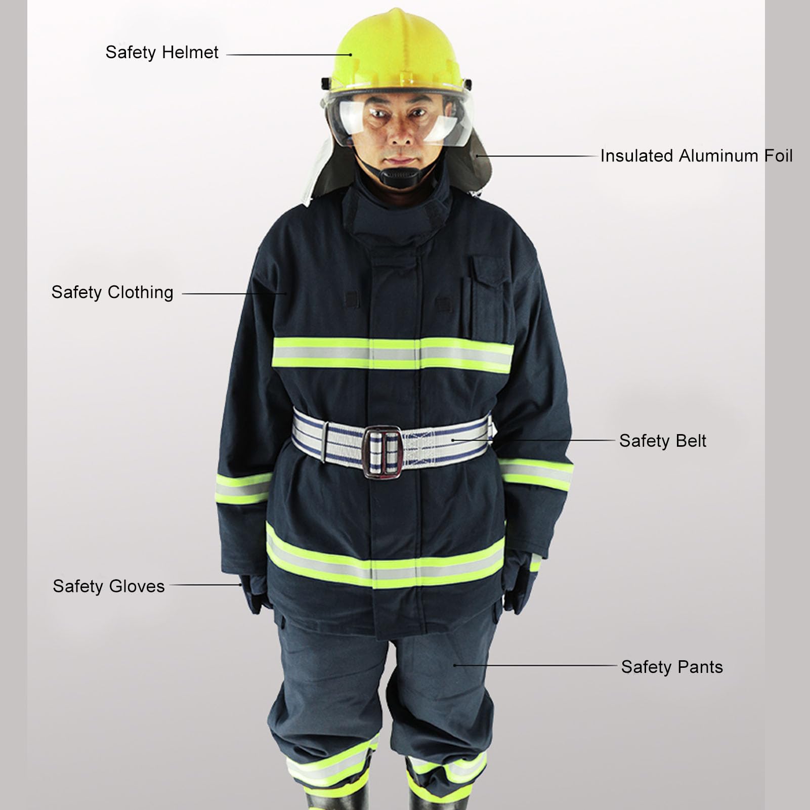 Eujgoov Traje de Seguridad Ignífugo Traje de Ropa de Seguridad Nylon de Algodón Ignífugo con Grifos Reflectantes