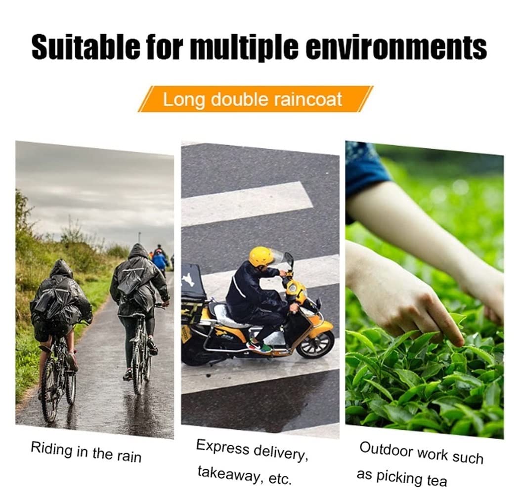 Chubasquero Chubasquero Largo De Doble Capa para Adultos, Poncho De Lluvia Reflectante De PVC, Chubasquero con Capucha Reutilizable Ponchos De Lluvia Impermeables(XL)