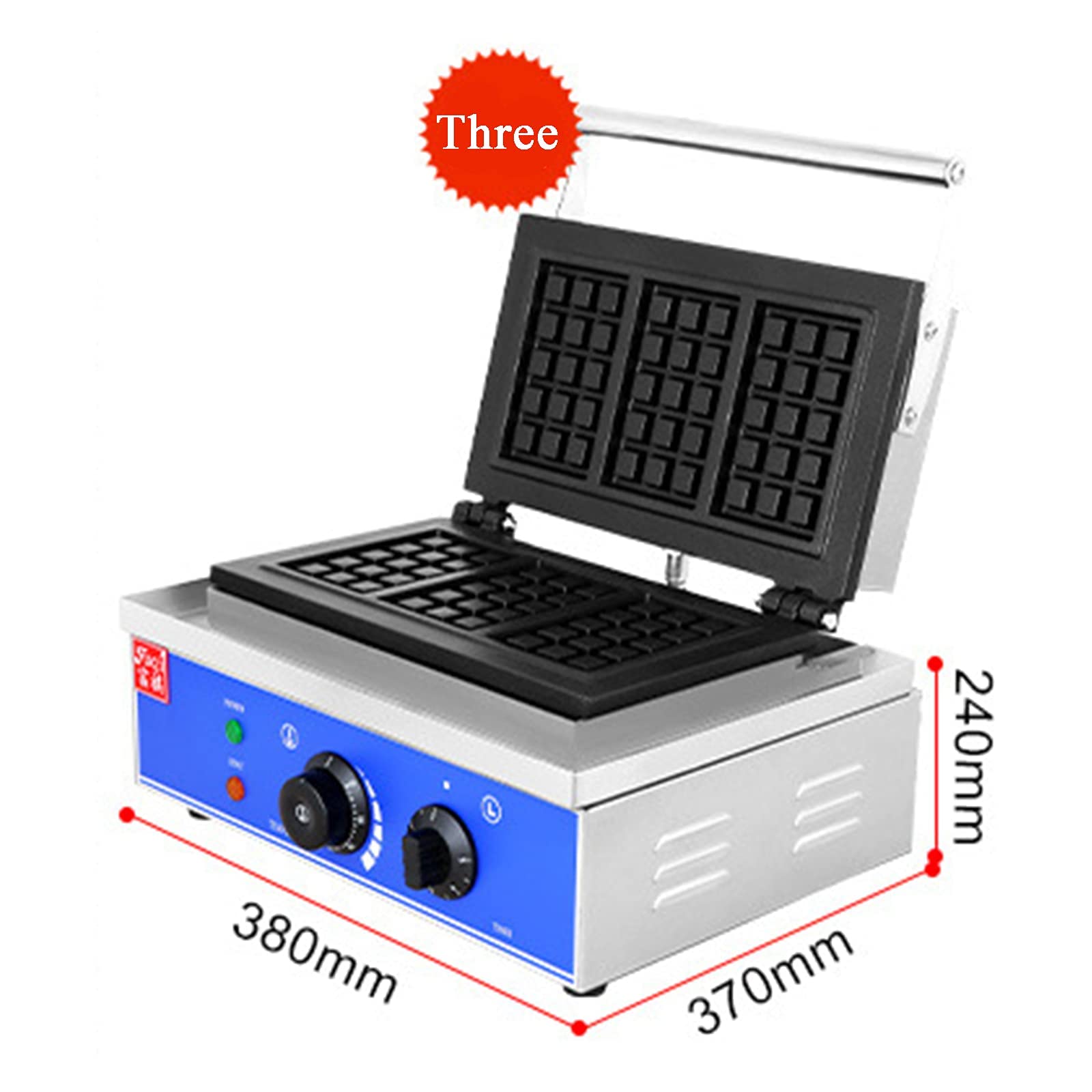 Piastra elettrica antiaderente per waffle professionale con controllo di temperatura e tempo, in acciaio inossidabile, 1550 W, produce 3/10 waffle per ciclo.,a