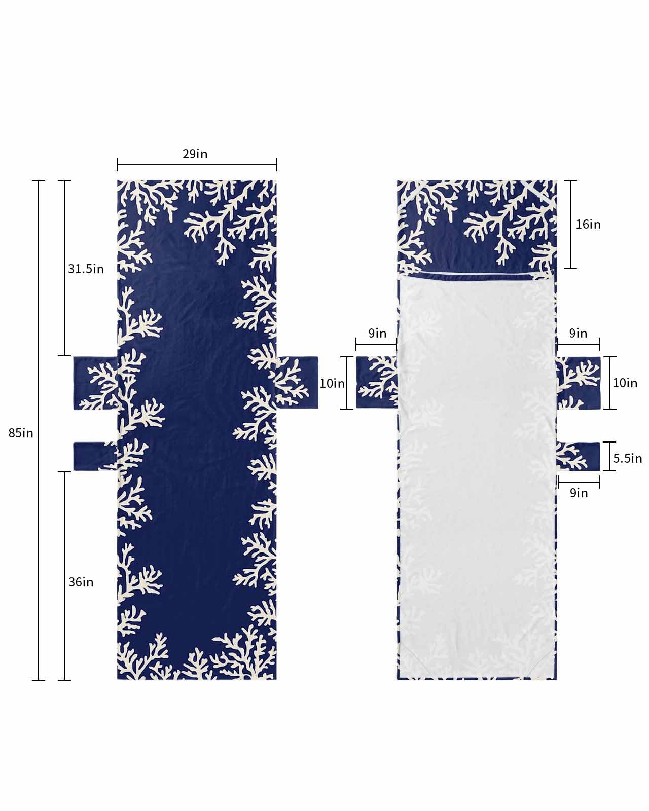 Hand-paint Ocean Coral Beach Pool Patio Lounge Chaise Chair Cover Towel with Pockets,Absorbent & Quick Dry Microfiber Towel Cover Bag Summer Travel Accessories for Sunbathing Minimalist Art Navy Blue