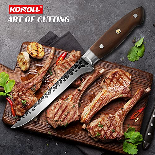 Konoll Boning Knife Hand Forged Fillet Knife Higt Carbon Steel Fishing Fillet Kitchen Knife With Wood Handle #TOP5
