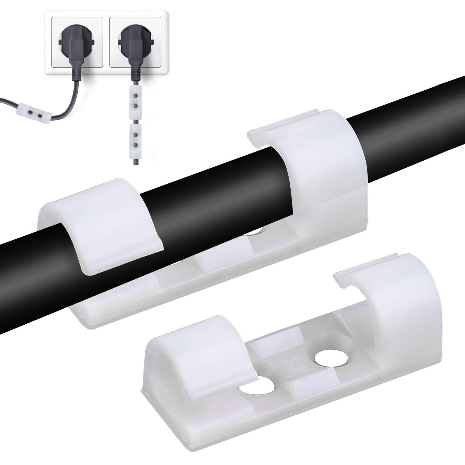 50 Clip Per Cavi Autoadesive, Nere, In Nylon Resistente, Organizer Per Cavi Per Scrivania, Auto, Ufficio - 3