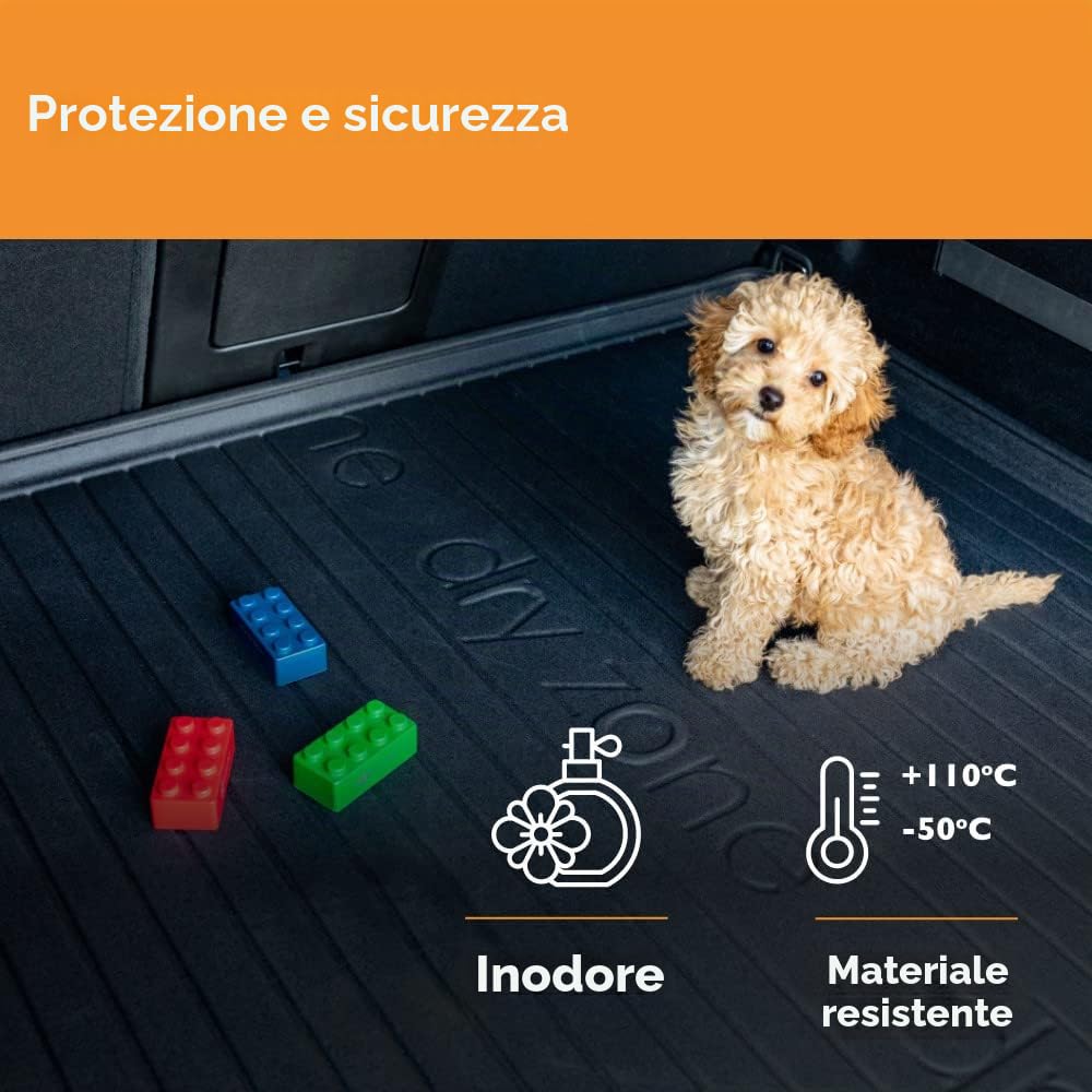 FROGUM Esclusivi Tappetini auto in gomma e vasca baule bagagliaio su misura per Citroën Berlingo II Multispace 2008-2018, per Peugeot Partner II 2008-2018 | Bordo alto| Robusto e durevole