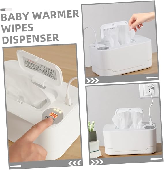 2pcs Baby Wipe Warmer Dispenser Large Capacity Portable for Travel Easy Push Button Heat Newborn Friendly